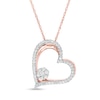 Thumbnail Image 0 of 0.18 CT. T.W. Diamond Layered Tilted Heart Pendant in 10K Rose Gold