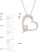 Thumbnail Image 2 of 0.18 CT. T.W. Diamond Layered Tilted Heart Pendant in 10K Rose Gold