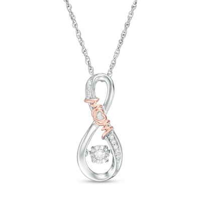 Unstoppable Love™ 0.04 CT. T.W. Diamond Infinity "MOM" Pendant in Sterling Silver and 10K Rose Gold