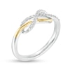Thumbnail Image 2 of 0.085 CT. T.W. Diamond Infinity Ring in Sterling Silver and 10K Gold