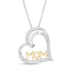 Thumbnail Image 0 of 0.04 CT. T.W. Diamond Tilted Heart "MOM" Pendant in Sterling Silver and 10K Gold