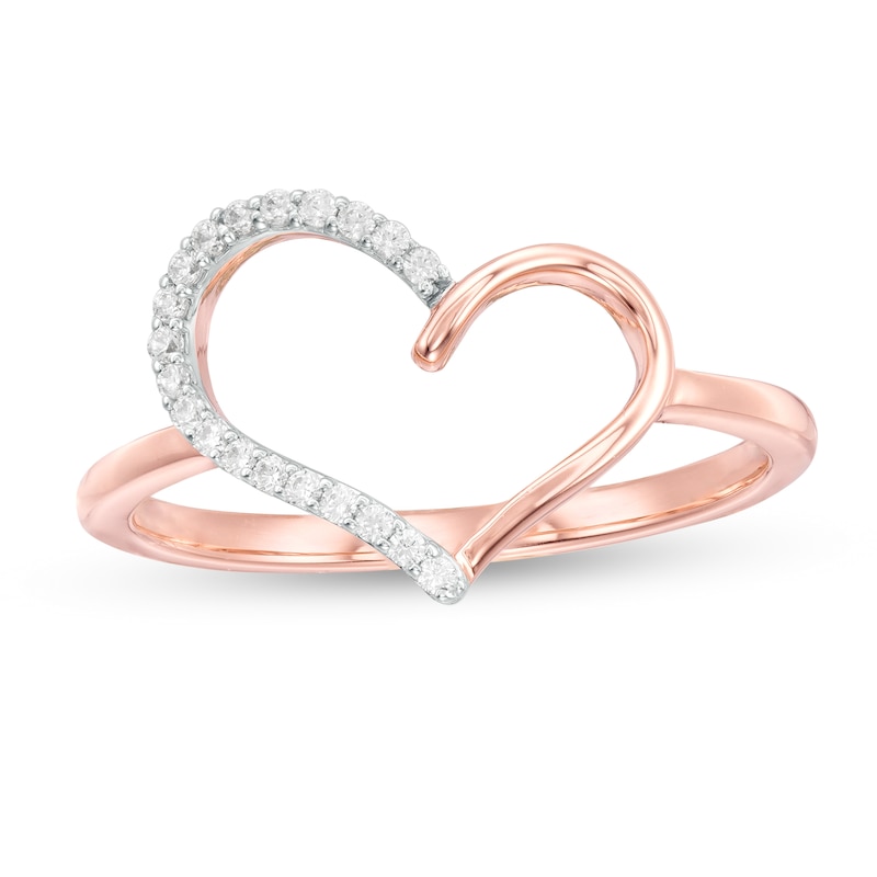 0.066 CT. T.W. Diamond Heart Vintage-Style Ring in 10K Rose Gold|Peoples Jewellers