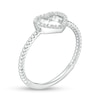 Thumbnail Image 3 of 0.04 CT. T.W. Diamond Heart Outline Rope Shank Ring in Sterling Silver