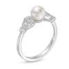 Thumbnail Image 2 of 6.0mm Freshwater Cultured Pearl and Diamond Accent Vintage-Style Teardrop Petals Ring in Sterling Silver