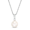 Thumbnail Image 0 of 7.0mm Freshwater Cultured Pearl and Lab-Created White Sapphire Pendant in Sterling Silver