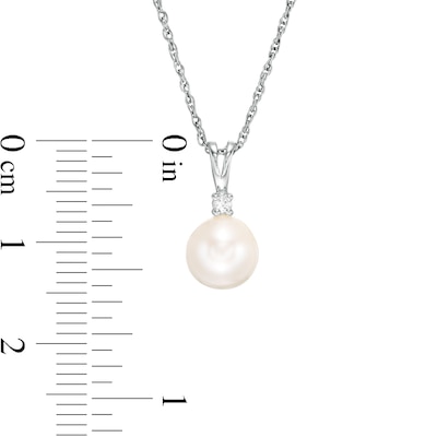 7.0mm Freshwater Cultured Pearl and Lab-Created White Sapphire Pendant in Sterling Silver