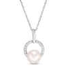 Thumbnail Image 0 of 7.0mm Freshwater Cultured Pearl and Lab-Created White Sapphire Doorknocker Circle Pendant in Sterling Silver