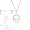 Thumbnail Image 2 of 7.0mm Freshwater Cultured Pearl and Lab-Created White Sapphire Doorknocker Circle Pendant in Sterling Silver