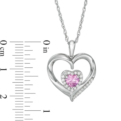 5.0mm Heart-Shaped Lab-Created White and Pink Sapphire Double Heart Pendant in Sterling Silver