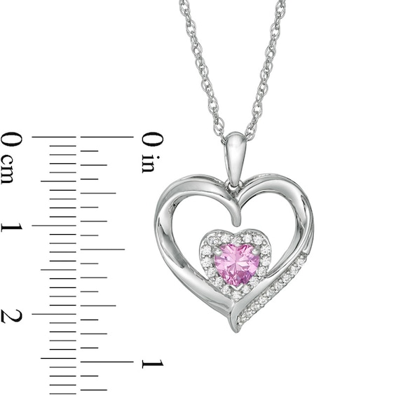 5.0mm Heart-Shaped Lab-Created White and Pink Sapphire Double Heart Pendant in Sterling Silver