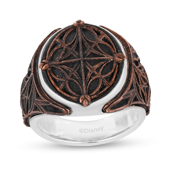 Enchanted Disney Men's Antique Copper Inlay Signet Ring in Sterling Silver - Size 10