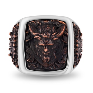 Enchanted Disney Men's Beast Square Signet with Antique Copper Inlay Ring in Sterling Silver - Size 10