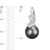 Thumbnail Image 2 of 9.0-9.5mm Baroque Black Tahitian Cultured Pearl and 0.16 CT. T.W. Diamond Swirl Drop Earrings in Sterling Silver