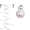 Thumbnail Image 2 of 11.0-12.0mm Freshwater Cultured Pearl and 5.0mm White Topaz Stud Earrings in Sterling Silver