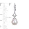 11.0-12.0mm Freshwater Cultured Pearl and 0.05 CT. T.W. Diamond Bead Drop Earrings in Sterling Silver