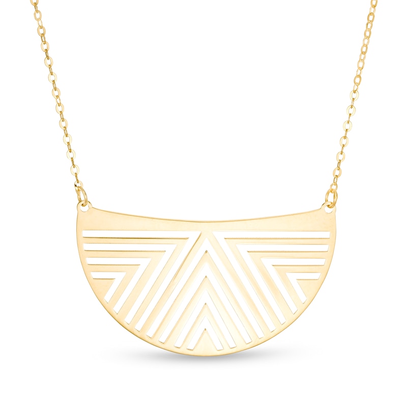 Geometric Cutout Crescent Necklace in 14K Gold|Peoples Jewellers