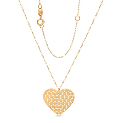 Made in Italy Lace Pattern Cutout Heart Pendant in 14K Gold