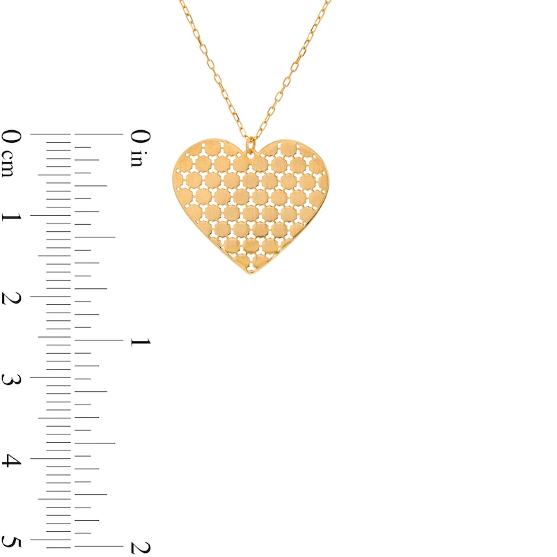 Main Image 3 of Made in Italy Lace Pattern Cutout Heart Pendant in 14K Gold