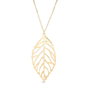 Made in Italy Leaf Cutout Pendant in 14K Gold