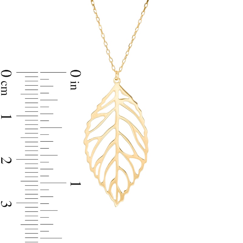 Made in Italy Leaf Cutout Pendant in 14K Gold