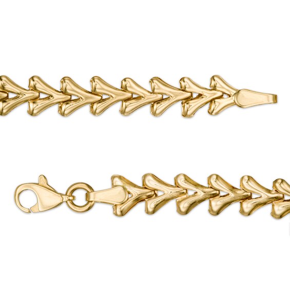 Interlocking V-Link Bracelet in 10K Gold - 7.25"