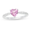 Thumbnail Image 0 of 6.0mm Heart-Shaped Lab-Created Pink and White Sapphire Ring in Sterling Silver