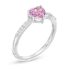 Thumbnail Image 2 of 6.0mm Heart-Shaped Lab-Created Pink and White Sapphire Ring in Sterling Silver