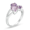 Thumbnail Image 2 of Multi-Colour Amethyst and Diamond Accent Heart Trio Split Shank Ring in Sterling Silver