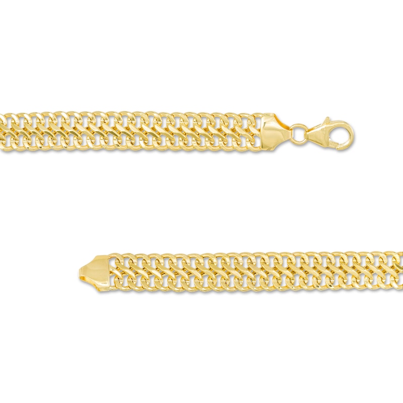Italian Gold 7.7mm Double Row S-Link Chain Bracelet in Hollow 14K Gold - 7.5"|Peoples Jewellers