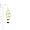 Navy Blue Enamel and Diamond-Cut Bead Drop Earrings in 14K Gold