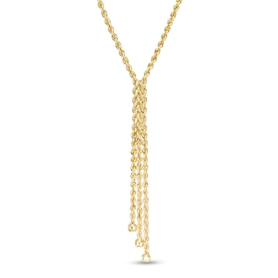 Rope Chain Lariat Necklace in 10K Gold - 17"