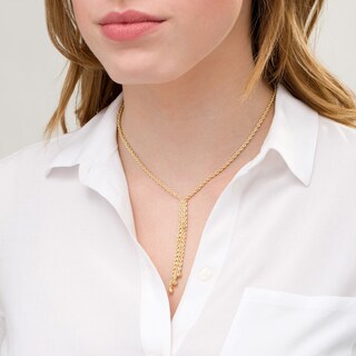 Rope Chain Lariat Necklace in 10K Gold - 17"