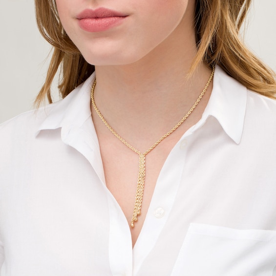 Rope Chain Lariat Necklace in 10K Gold - 17"