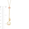 Double Circle and Bead Drop Necklace in 14K Two-Tone Gold - 17"