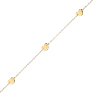 Heart Station Bracelet in 14K Gold - 7.25"