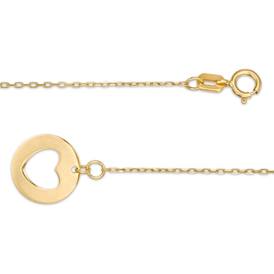 Heart Station Bracelet in 14K Gold - 7.25"