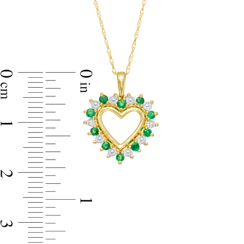 Emerald and Diamond Accent Shadow Heart Pendant in 10K Gold