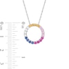 Lab-Created Multi-Colour Sapphire Circle Pendant in Sterling Silver