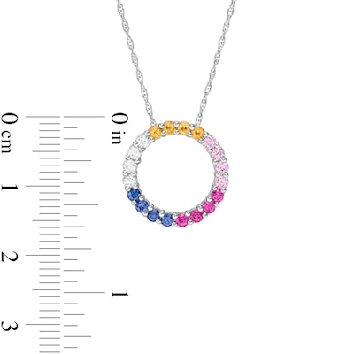 Lab-Created Multi-Colour Sapphire Circle Pendant in Sterling Silver