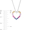 Lab-Created Multi-Colour Sapphire Heart Pendant in Sterling Silver