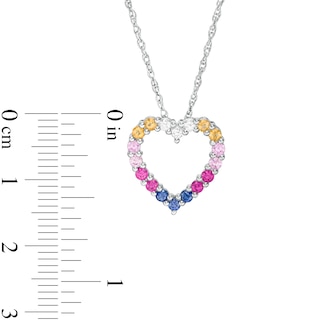 Lab-Created Multi-Colour Sapphire Heart Pendant in Sterling Silver