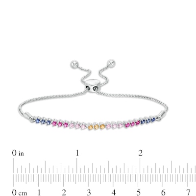 Lab-Created Multi-Colour Sapphire Bolo Bracelet in Sterling Silver - 9.5"