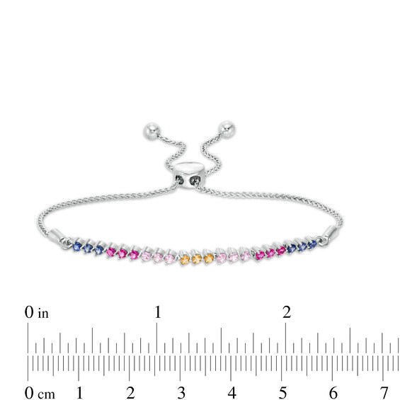 Lab-Created Multi-Colour Sapphire Bolo Bracelet in Sterling Silver - 9.5"