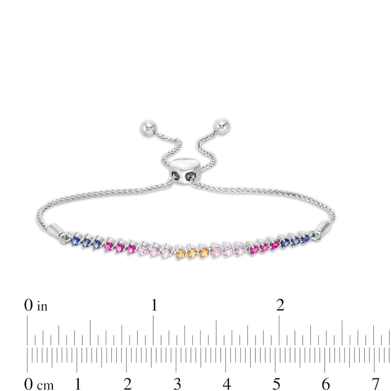Lab-Created Multi-Colour Sapphire Bolo Bracelet in Sterling Silver - 9.5"|Peoples Jewellers