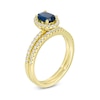 Thumbnail Image 2 of Oval Sapphire and 0.33 CT. T.W. Diamond Frame Bridal Set in 14K Gold