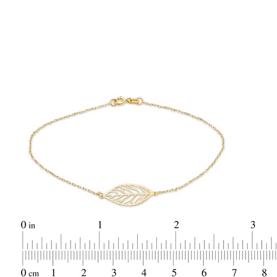 Italian Gold Leaf Cutout Bracelet in 14K Gold - 7.25"