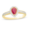 Thumbnail Image 0 of Pear-Shaped Ruby and 0.10 CT. T.W. Diamond Frame Ring in 10K Gold