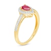 Thumbnail Image 2 of Pear-Shaped Ruby and 0.10 CT. T.W. Diamond Frame Ring in 10K Gold