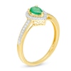 Pear-Shaped Emerald and 0.10 CT. T.W. Diamond Frame Ring in 10K Gold