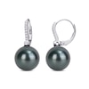 Thumbnail Image 0 of 11.0-12.0mm Black Tahitian Cultured Pearl and 0.12 CT. T.W. Diamond Drop Earrings in 10K White Gold